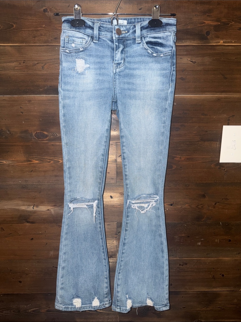 BKE Light Blue Distressed Flare Kids Jeans